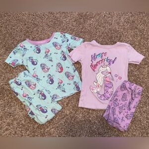 Girls Pajamas Set 3T - Mermaid Print - Light Blue and Purple/Pink